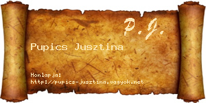 Pupics Jusztina névjegykártya